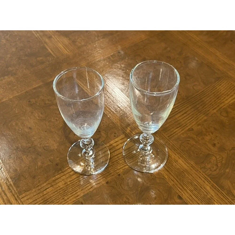 Mid Century Modern Clear Libby Georgian Bamboo Stemmed Glasses (Set of 2)